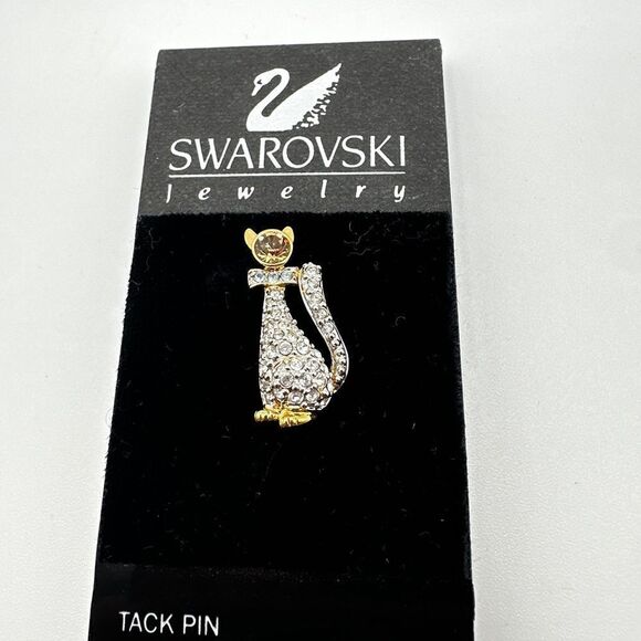 STILL WITH TAG! Swarovski crystal cat tact pin!
